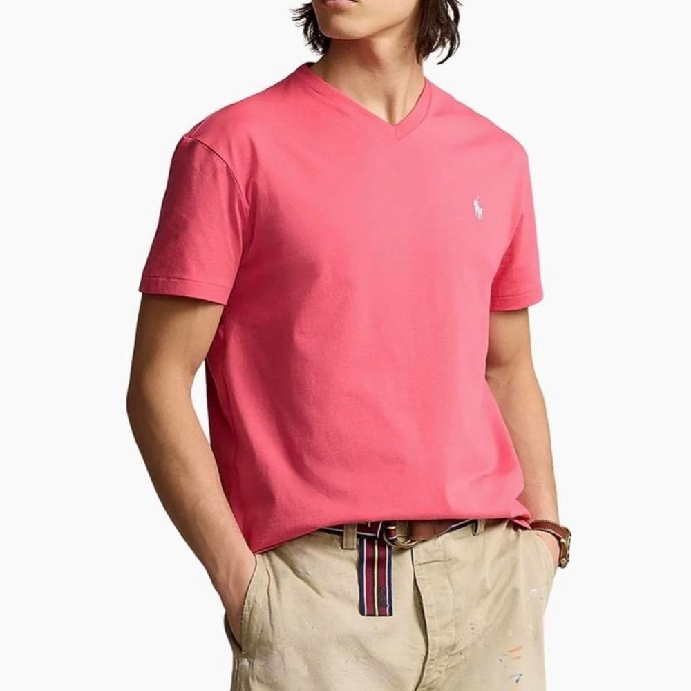 Polo Ralph Lauren Coral Pink‎ V-Neck Logo Tee 2XB Big & Tall